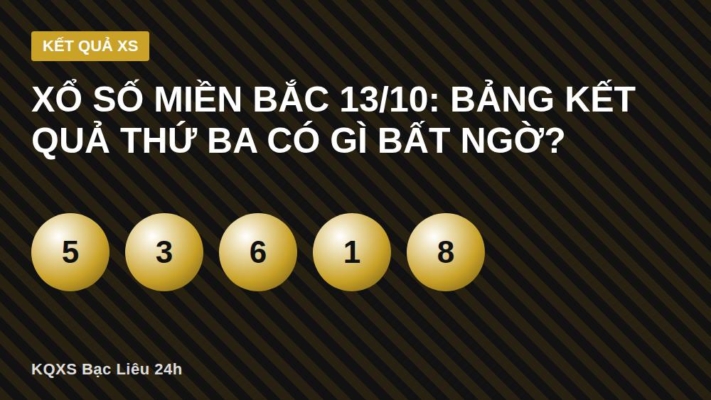 Xổ số miền Bắc 13/10: Bảng kết quả thứ Ba có gì bất ngờ?